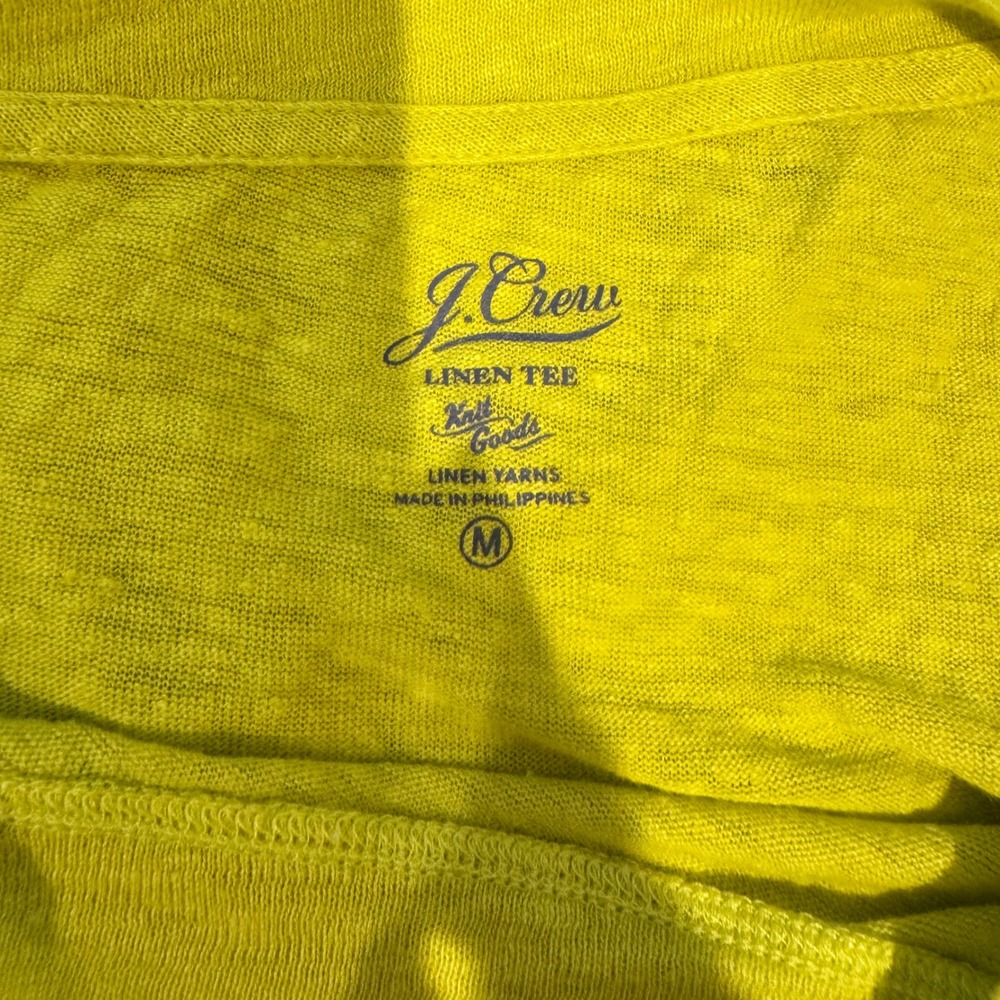 J.Crew Chartreuse Linen Long Sleeve Pocket Tee | Size M - Picture 8 of 10